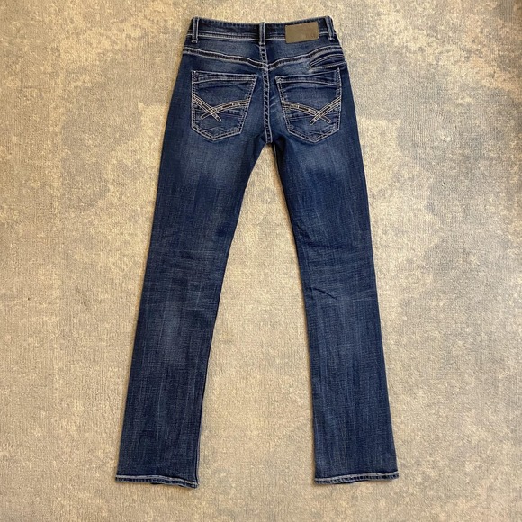 BKE Aiden Jeans Mens 27x34 Blue Dark Wash Straight Stretch Denim Pants Casual - Picture 11 of 14